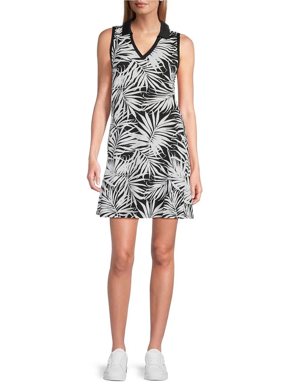 Aubrey Lorenzo Leaves IslandZone® Dress Size Medium Black & White - C4-084